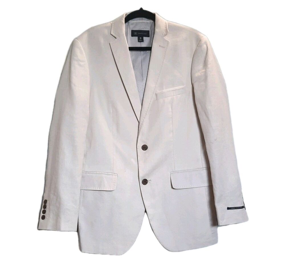 INC International Concepts Men Ivory Cream Beige Linen Blend Sport Coat Blazer S